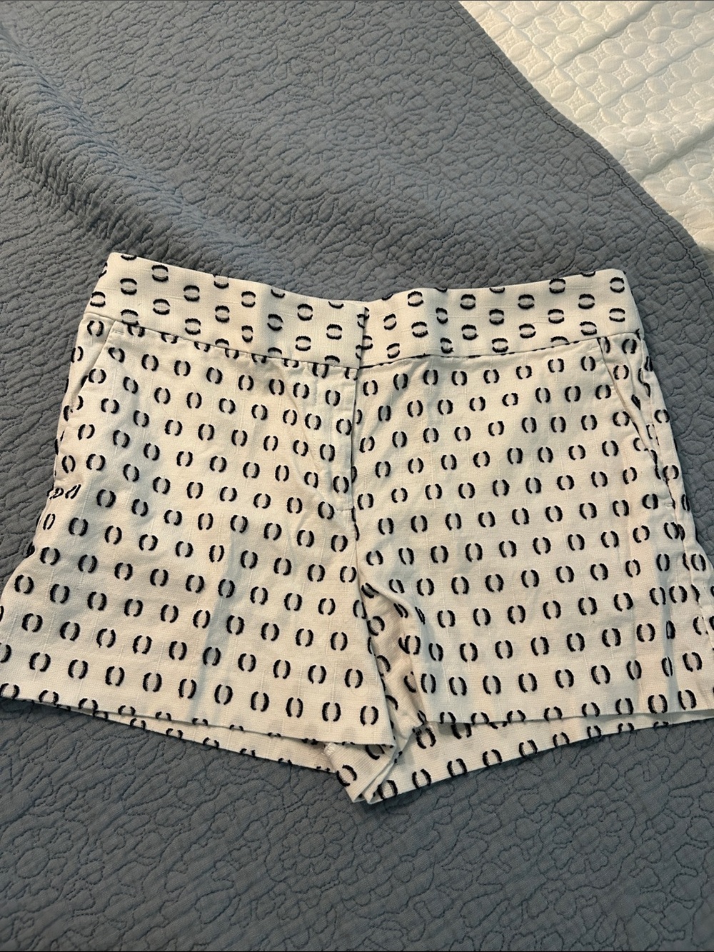 LOFT White Shorts with Black Geo Dot Print